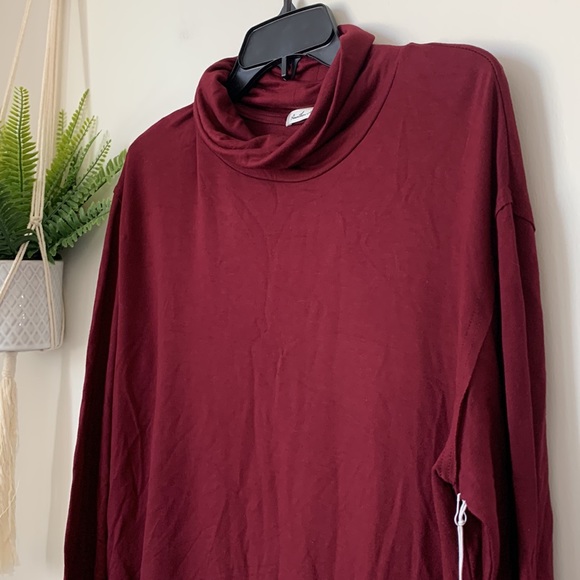 NWT Another Love Burgundy Funnel Neck High Low Hem Tunic - Picture 3 of 7